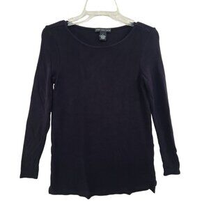 Joan Vass Women's Long Sleeve Pullover Top  Black Size S